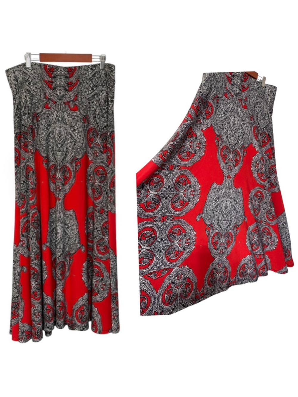 INC International Concepts Orange Paisley Maxi Skirt